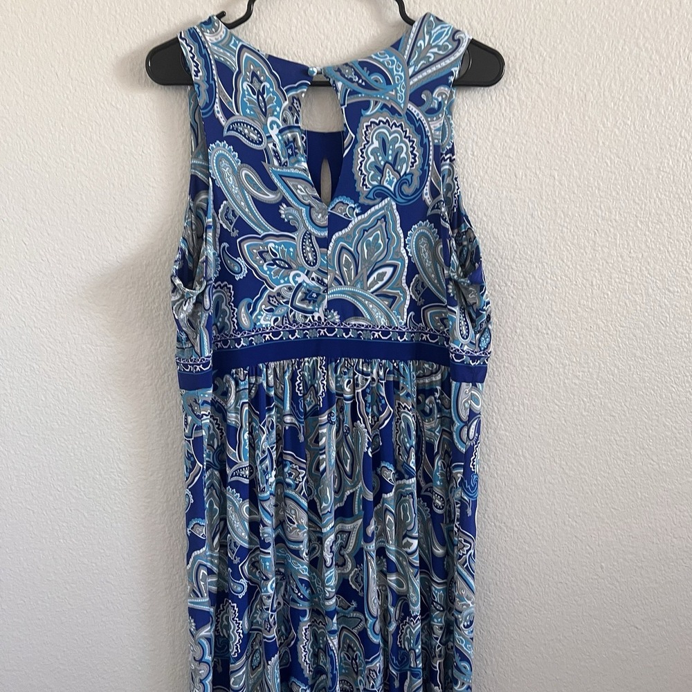 INC 2X Paisley Maxi Dress Boho Sleeveless Flowy Resort Vacation Stretch - Picture 7 of 7